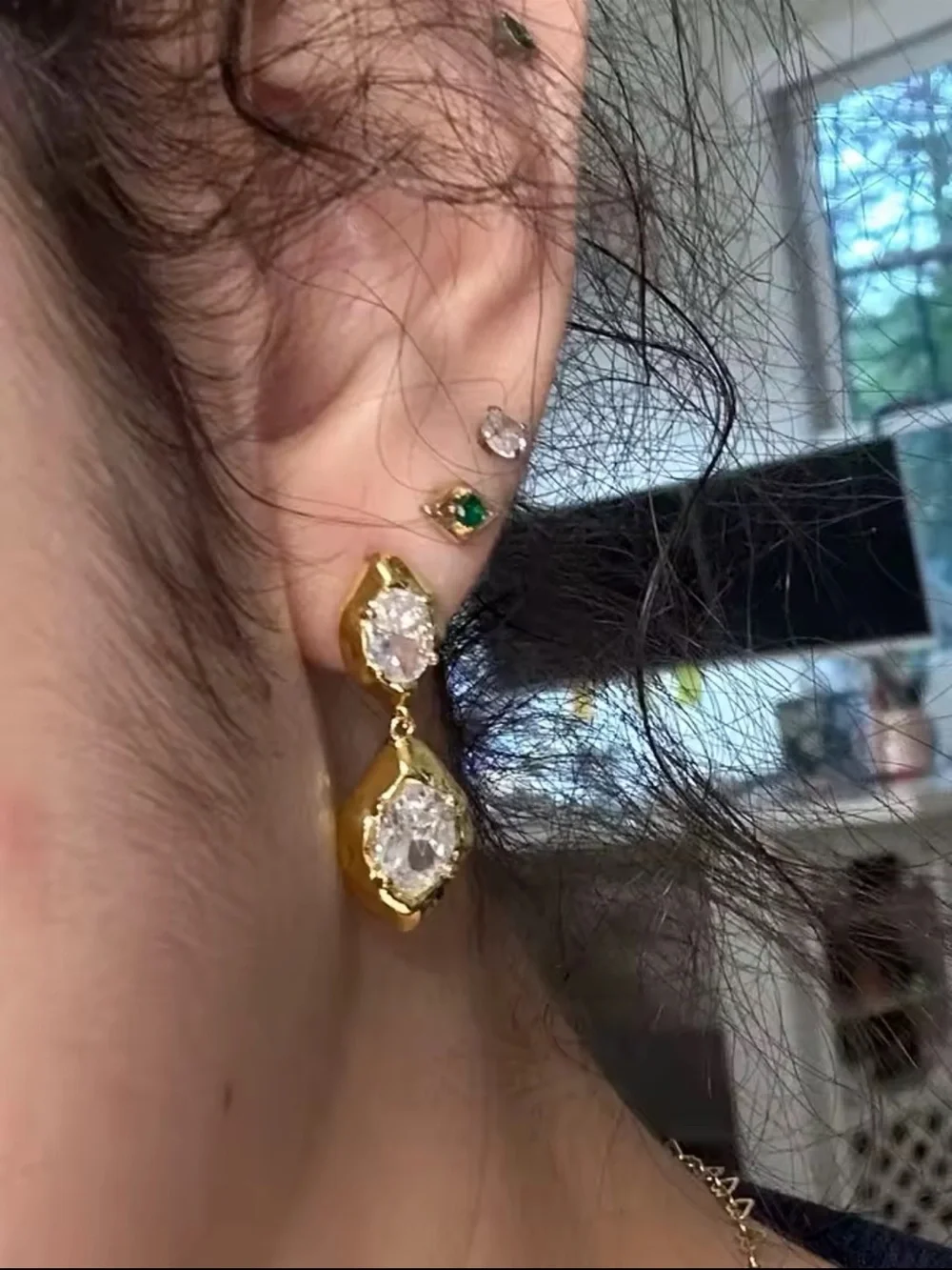 Golden Glow Crystal Drop Earrings